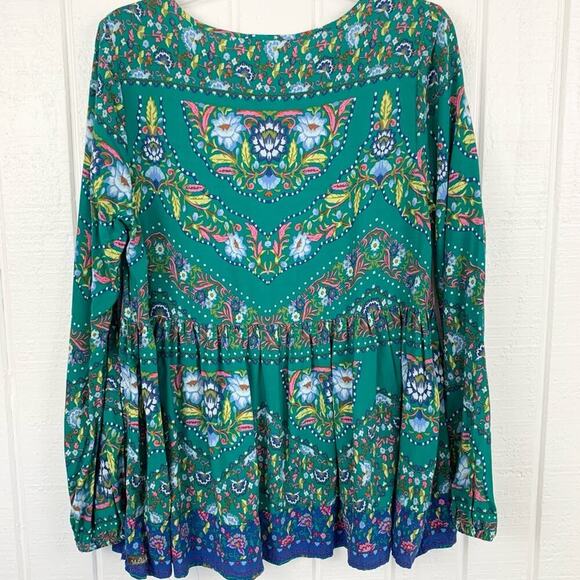 Matilda Jane Women Long Sleeve Babydoll Blouse Top Boho Holiday Green Medium - Picture 5 of 7